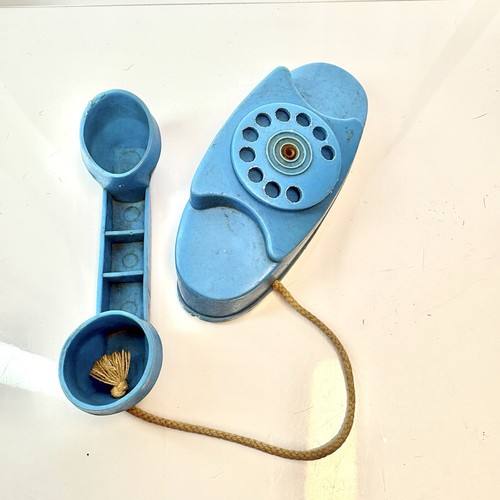 Vtg tiny toy telephone blue - vtg,